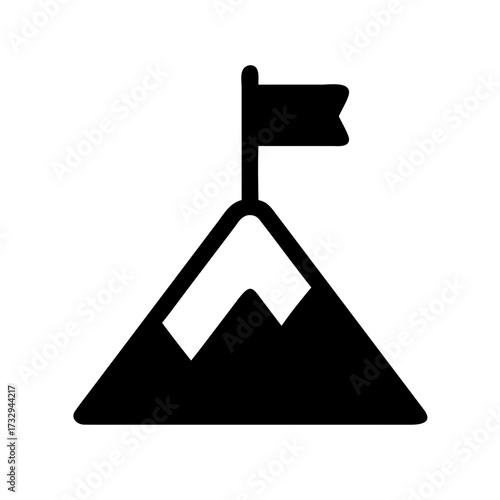Conquer peak success with this dynamic mountain summit flag icon symbolizing achievement, ambition, and reaching ultimate goals for business and personal growth.