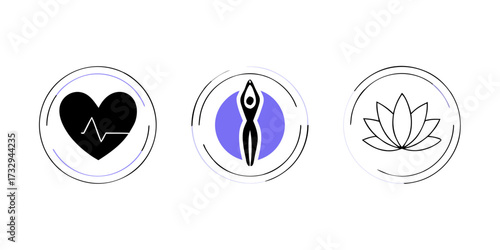 Iconic trio symbolizing health, wellness, and mindfulness for modern lifestyle brands and wellness services