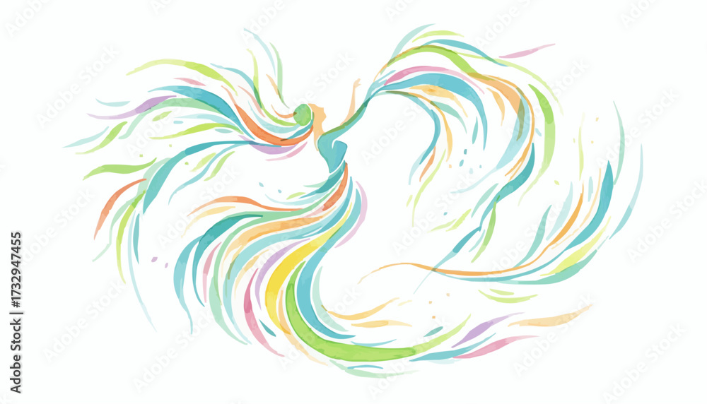 Obraz premium Colorful Willow Leaf Dance in vibrant swirls 