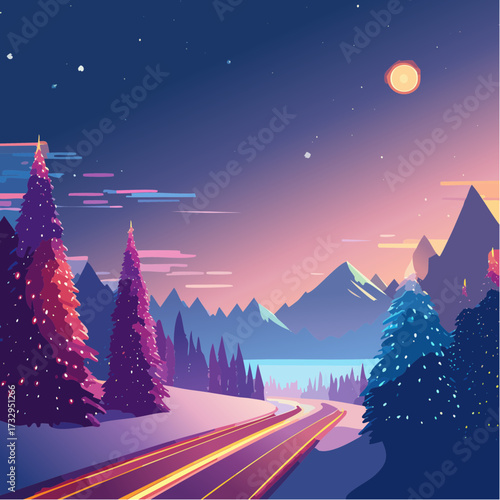 christmas night landscape