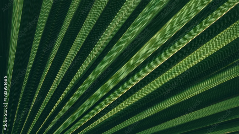 Obraz premium Radiant green palm leaf with vivid veins. AI image