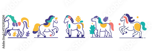 Colorful horse vector illustration for Chinese New Year of the horse celebration in modern abstract style