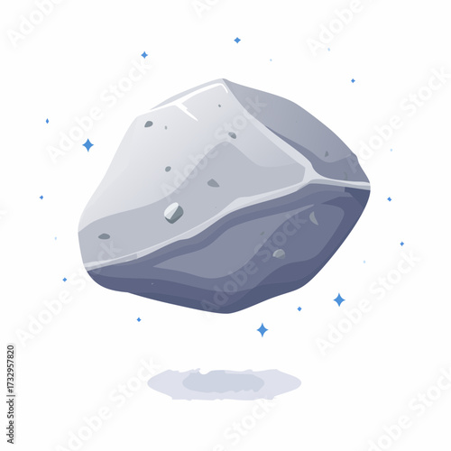 3D space stone, cosmic flying meteorite illustration, grey galaxy rocks mineral geology boulder. 