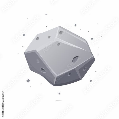 3D space stone, cosmic flying meteorite illustration, grey galaxy rocks mineral geology boulder. 
