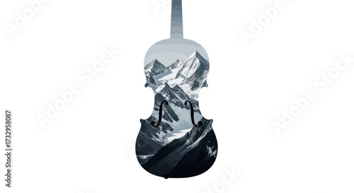 Mountainous melody a symphony of nature within a stringed instrument's embrace