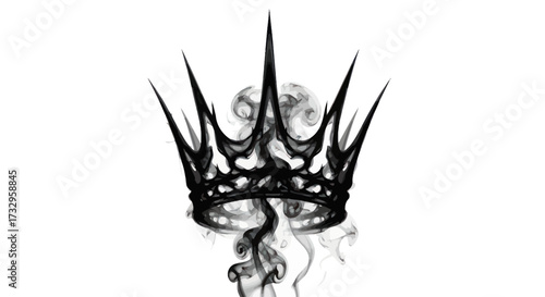 A captivating crown illustration blending regal design with ethereal smoke accents creating a