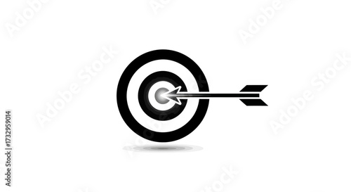 Abstract minimal archery target with arrow in the center signifies aim, goal, focus and precision