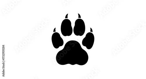 Bold animal footprint silhouette with claws, a symbol of tracking wildlife and nature exploration