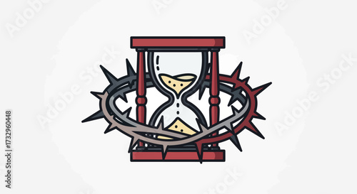 Hourglass amidst thorny crown: A symbolic representation of fleeting moments and struggles