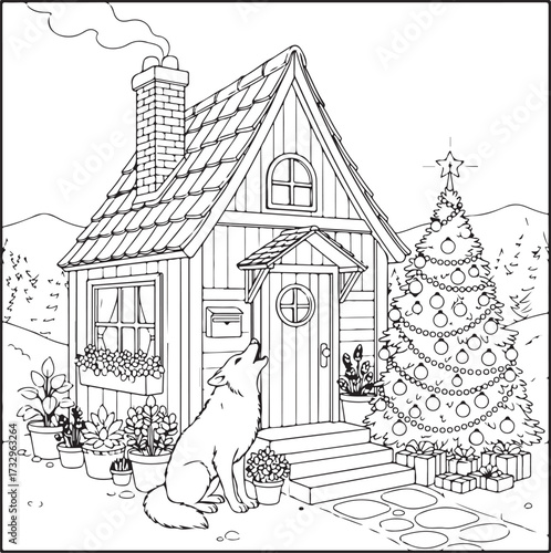 Christmas coloring page for kids or adults