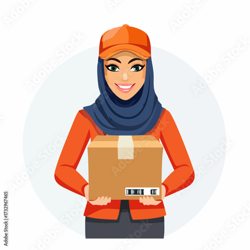Illustration of a delivery person holding a package, symbolizing efficient logistics and timely shipping services.