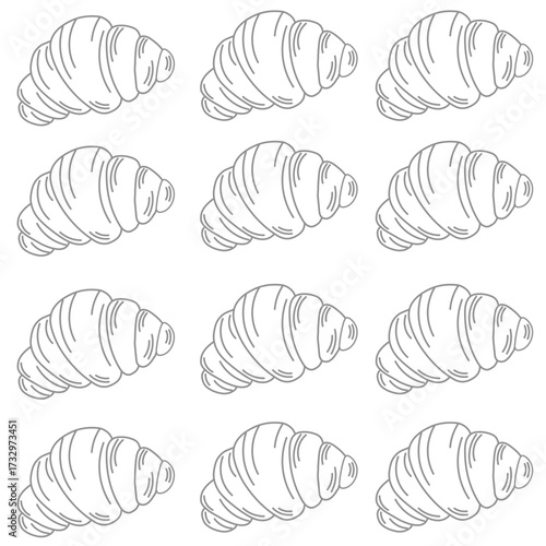 collection of seats hells, set of croissant doodle hand drawn. Hand drawn croissant french breakfast line clipart.