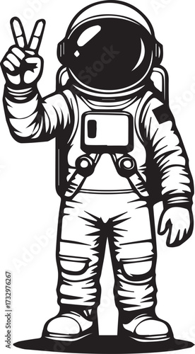 "Space Traveler for Peace: An Astronaut Flashing a Victory Sign as a Universal Message of Hope and Unity."

