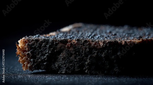 Burnt bread slice closeup
