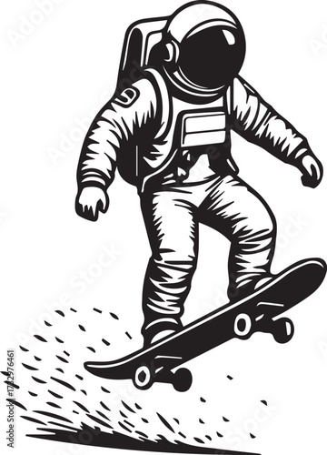 "Space Skater Dude: An Astronaut Pulling Off Gravity-Defying Tricks on a Skateboard in Zero G."

