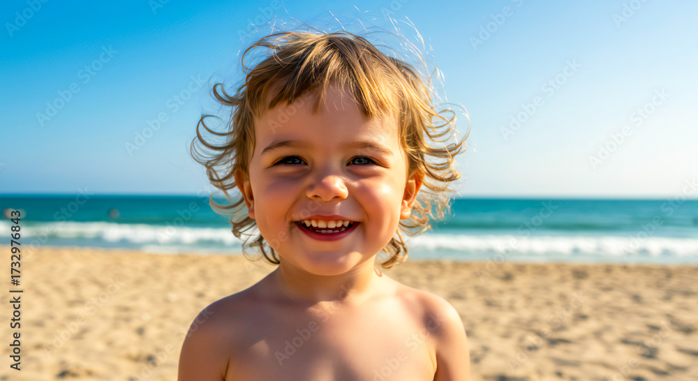 custom made wallpaper toronto digitalLittle Child Enjoying Summer on Beach