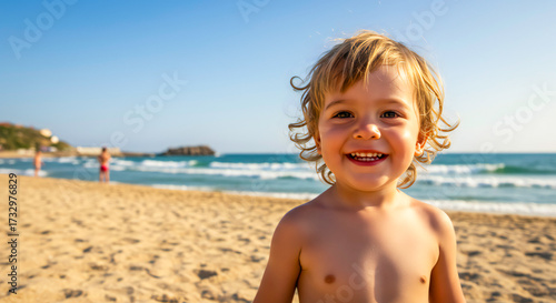 Wallpaper Mural Little Child Enjoying Summer on Beach Torontodigital.ca