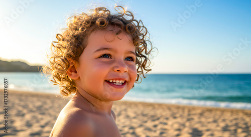 Wallpaper Mural Little Child Enjoying Summer on Beach Torontodigital.ca