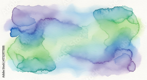 Soft Watercolor Wash Background with Blended Purple Blue and Green Hues graphic design