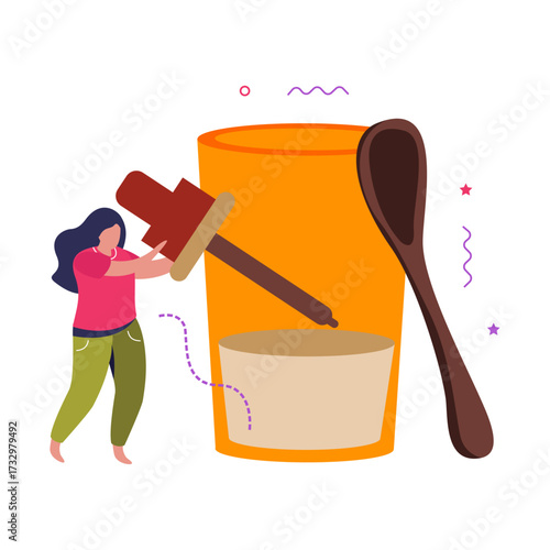 Adding a Few Drops to a Mixture with a Dropper and Spoon, Abstract Background