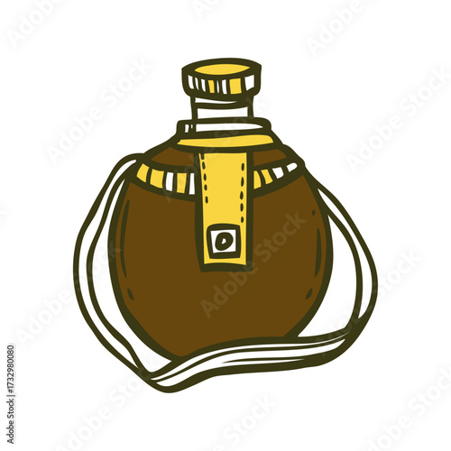 Vintage Camping Canteen or Water Bottle with Strap - Retro Outdoor Gear Illustration