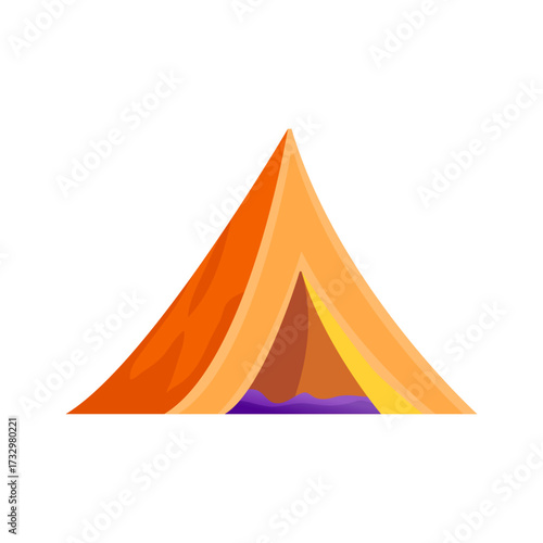 An orange and yellow camping tent for outdoor adventures, vacations, and recreational activities