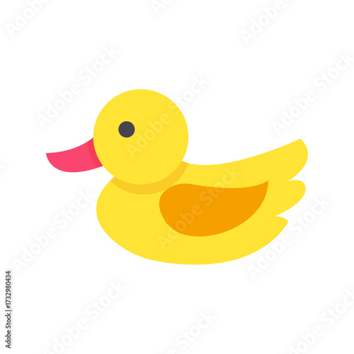 Cute yellow rubber duck illustration swimming in water, perfect for bath time fun