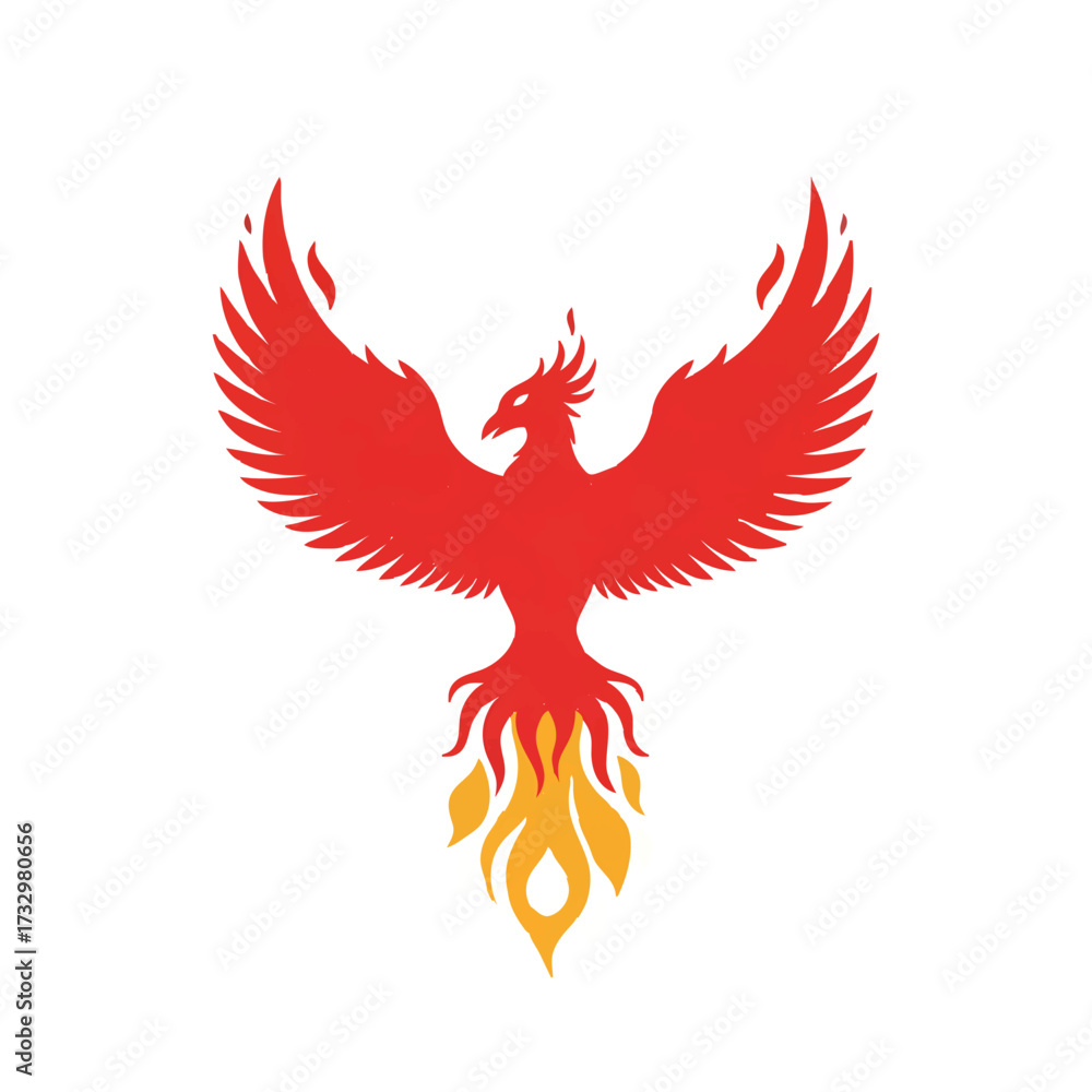 Obraz premium Phoenix Rising from Flames in Fiery Red