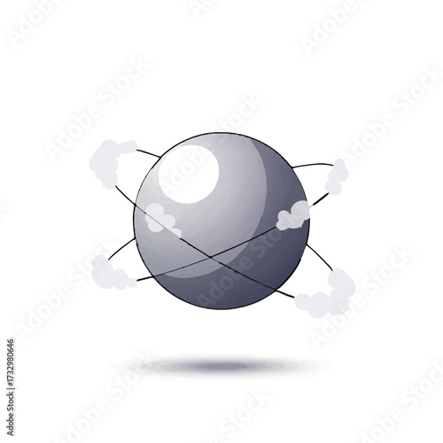 Cartoon Atom Model with Orbiting Electrons


