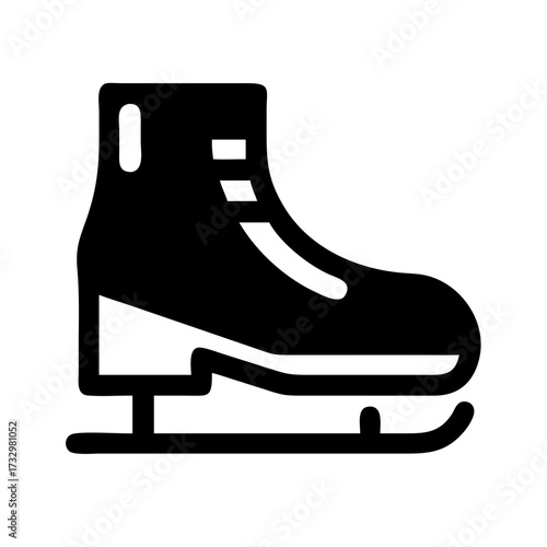 A pair of figure ice skates with boot, blade, and lace isolated on white background for winter sport activity