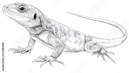 Detailed Lizard Drawing on White Background: Professional Vector Illustration