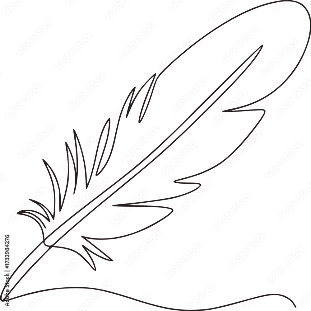 Obraz premium Black feather quill pen drawing writing