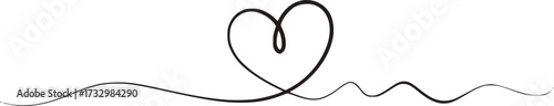 Black heart shape with flowing wavy line love symbol