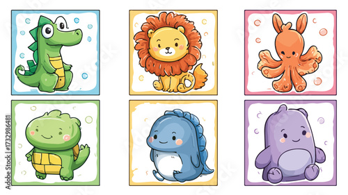 Cute Cartoon Character Cards Collection for Creative Projects