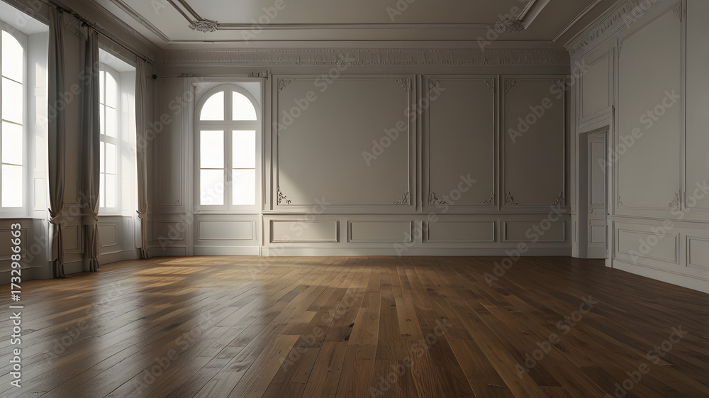 Fototapeta premium Empty_room_with_parquet_floor