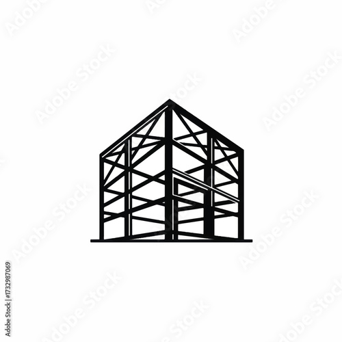 Architectural structure of a building frame construction design concept.