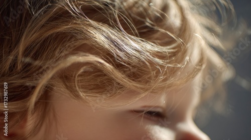 Child curly hair close up