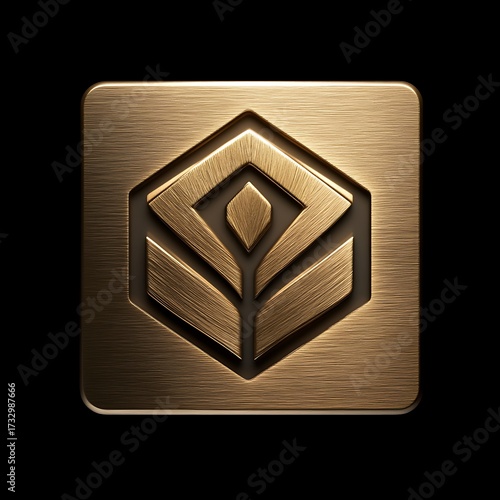 Bronze Metal Hexagon Logo Design.