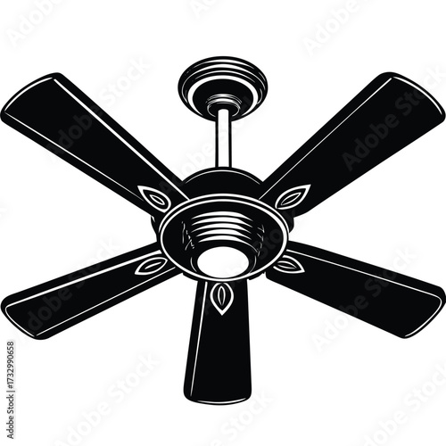 ceiling fan with wooden blades  isolated on white  (1).eps