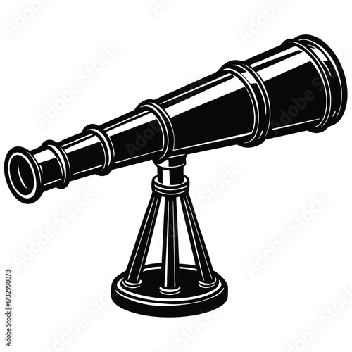 old brass telescope  isolated on white background (3).eps