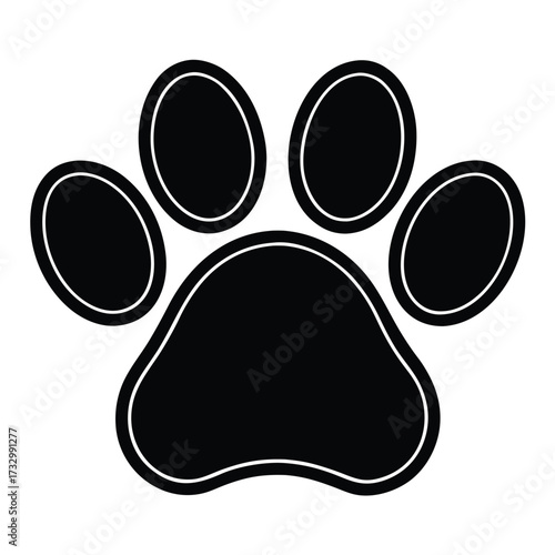 paw print black outline pet track vector on white .eps