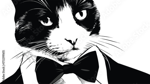 Sophisticated Tuxedo Pet Vector Illustration for Pet Lovers