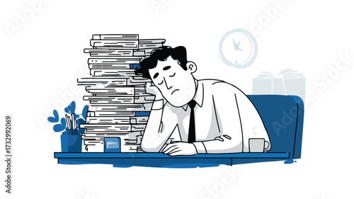 Tired Office Worker Vector Illustration for Professional Use