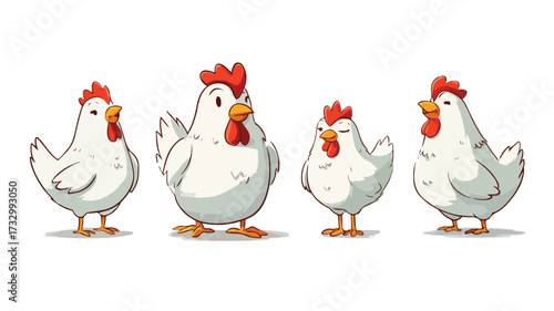 Playful White Chicken Cartoon Character Design for Humorous Illustration Projects