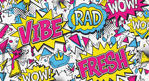 Vibrant pop art background with comic style speech bubbles