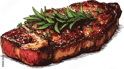 Succulent Juicy Steak Clipart Vector Illustration