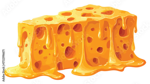 Cheese Melting Vector Illustration on White Background