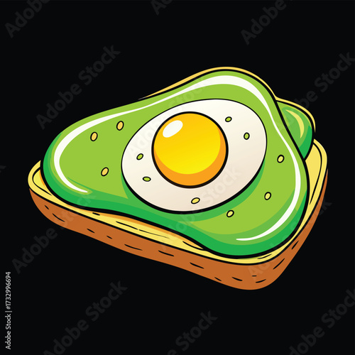 vibrant green avocado toast with a sunny egg on a .eps