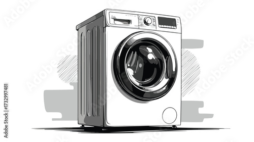 Sleek Modern Washing Machine Isolated on White Background for Graphic Design Projects
