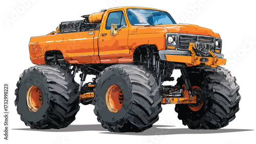 Dynamic Monster Truck Illustration on White Background